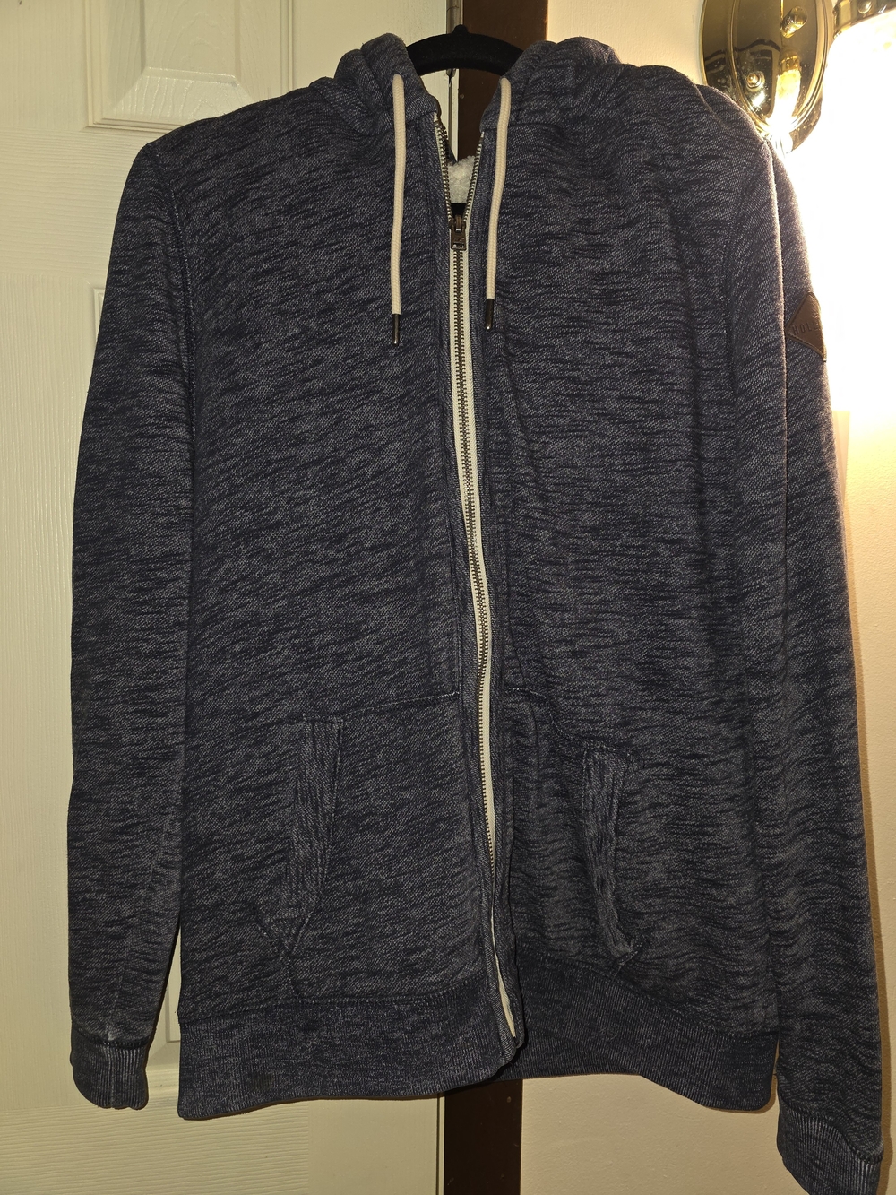 Hollister Heathered Navy Zip-Up Hoodie